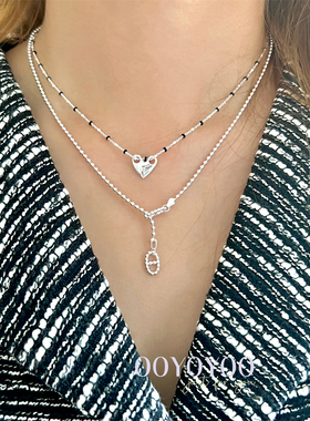 925纯银猪鼻子圆珠链女锁骨链潮