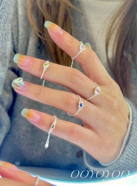 925纯银ins炫彩气质戒指可调节