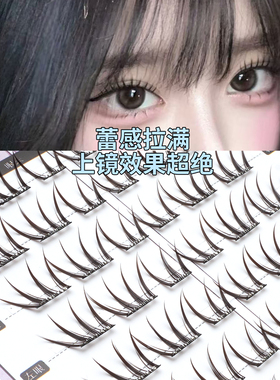 初遇季布蕾千金睫毛日系束感湿尖设计蕾感拉满伪素颜黑棕色假睫毛