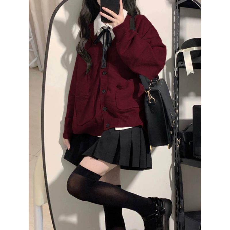 中大童装四件套装春秋新款开衫外穿毛衣显瘦慵懒外套韩系女孩儿,淘宝优惠券,粉丝福利购,淘宝优惠卷