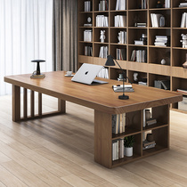 Library Large Desk Solid Wood Table Bench Home Dining Desk One Body Large Study Table Living Room Large Length Desk