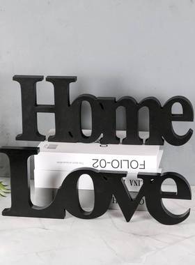 创意北欧木质字母摆件家居酒柜橱窗客厅温馨摆放送礼婚礼装饰道具