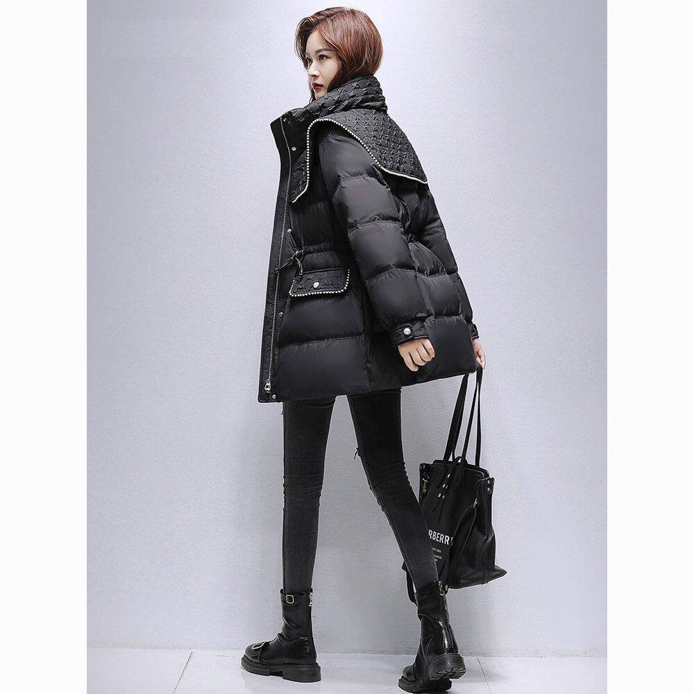 千仞岗2025冬季新款海军领羽绒服女中长款时尚洋气减龄立领外套