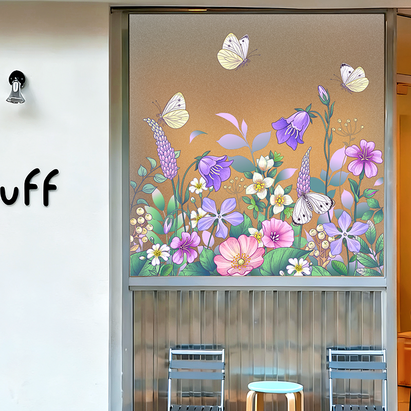 创意植物花卉玻璃门贴纸阳台客厅网红店布置窗花双面彩色静电贴膜,淘宝优惠券,粉丝福利购,淘宝优惠卷