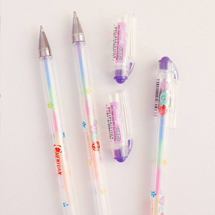 【长发优品】韩国款文具6色合一水彩笔水粉笔DIY手工相册涂鸦笔-图0