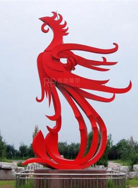 不锈钢凤凰雕塑定制大型广场景观创意孔雀烤漆动物羽翼金属摆件