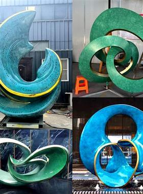 大型不锈钢圆环浪花定制动物园林景观校园地标雕塑建筑售楼处摆件