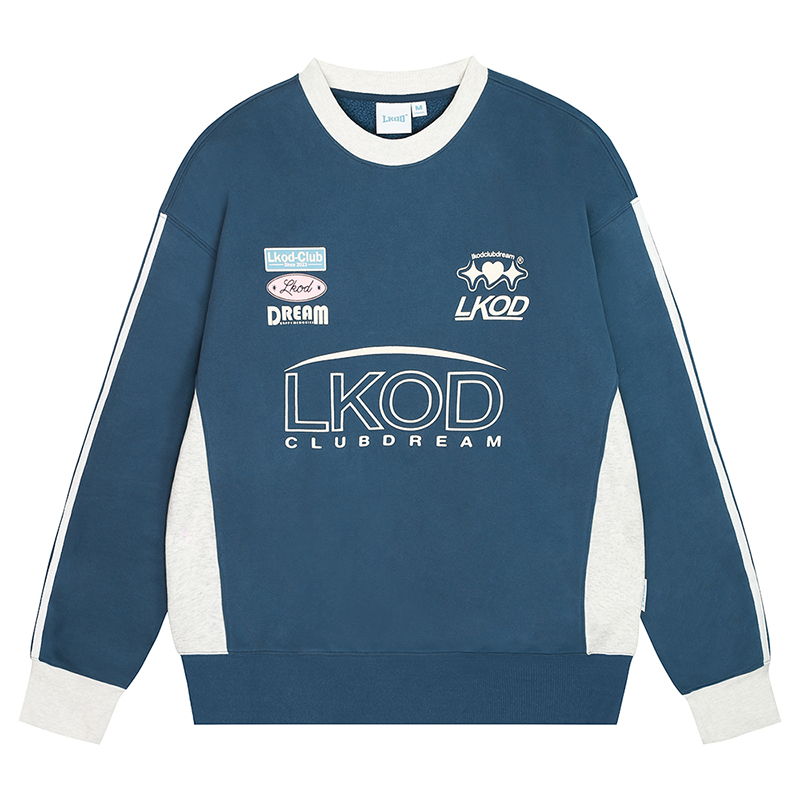 LKOD2023秋冬新款拼接赛车LOGO卫衣男女同款加绒长袖百搭 - 图3