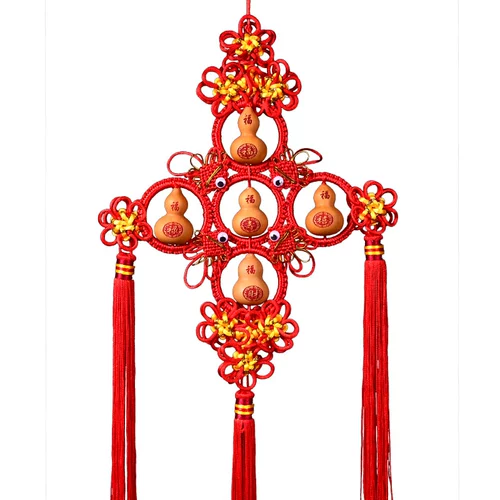 Китайская тыква подвеска натуральная крыльца висят свадебный свадебный Новый год Пяти благословения персонаж подвесной ювелирные изделия, чтобы переместить домой дверь