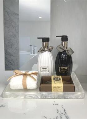 卫生间软装 样板房摆件 卫浴展厅浴室柜上托盘组合 样板间软饰品