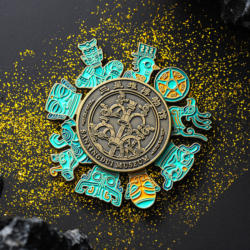 三星堆博物馆文创十大珍藏旋转冰箱贴金属磁吸旅游纪念多功能磁贴,淘宝优惠券,粉丝福利购,淘宝优惠卷