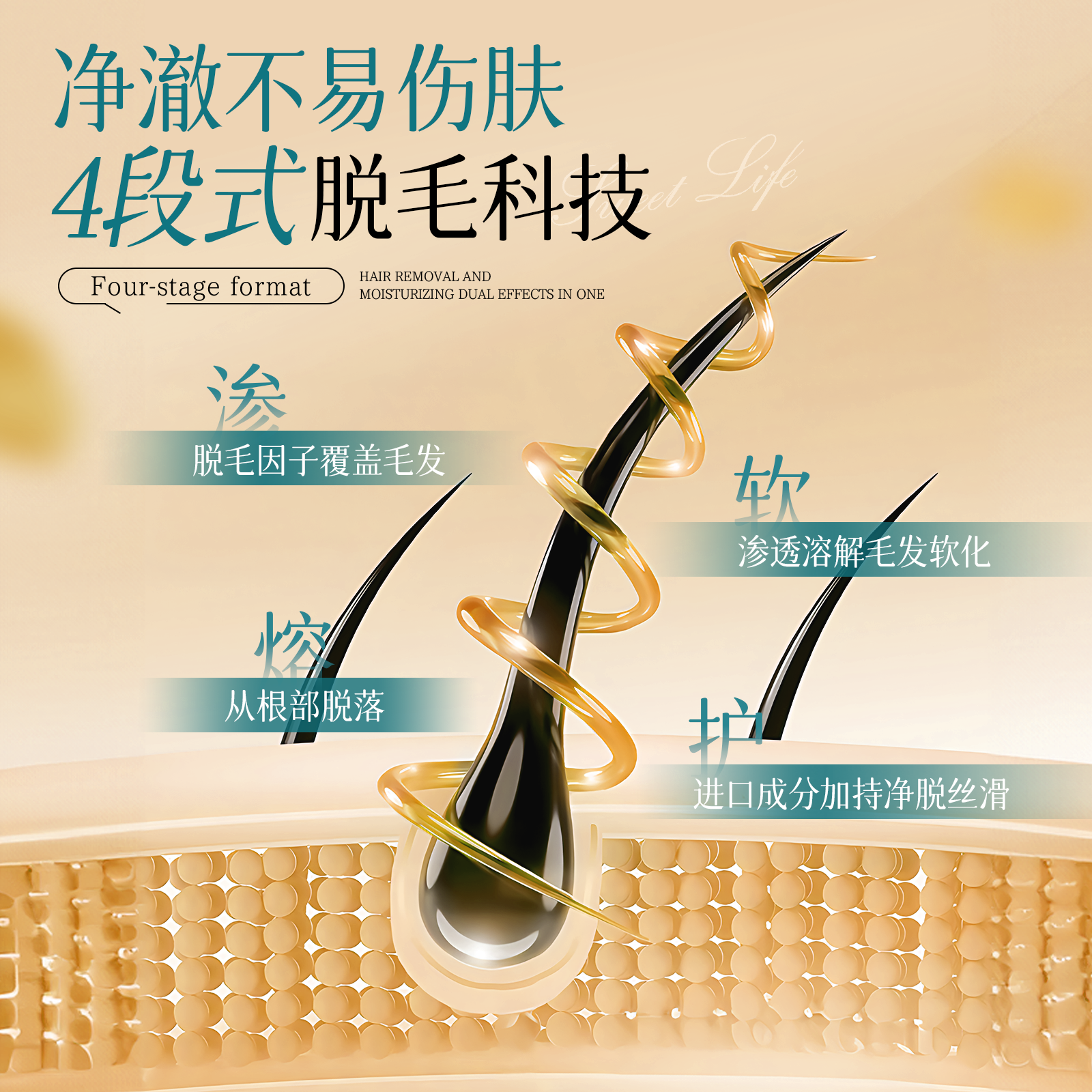 诗宁SNYN脱毛膏腋下腿毛四肢非私密处非唇部柔和脱毛男女士学生