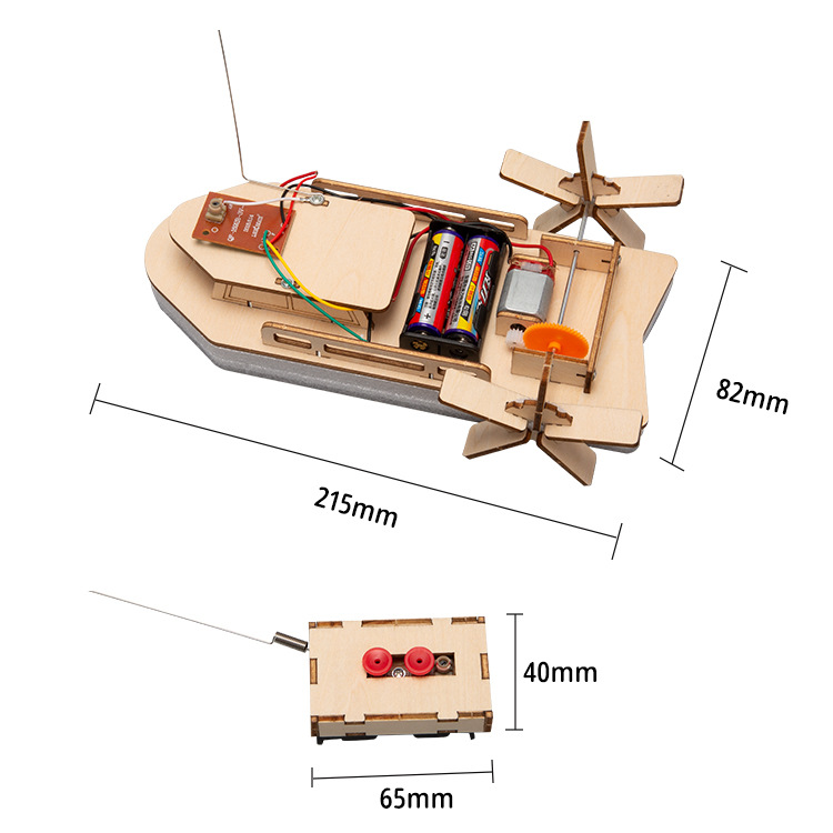 遥控电动明轮船DIY小学生科学实验制作创意发明儿童益智拼插科教 - 图0