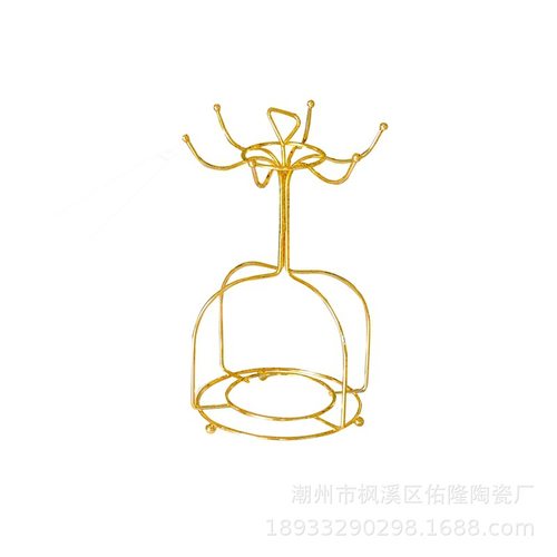 小鸟杯架金色黑色沥水架欧式陶瓷咖啡杯具收纳篮铁艺架电镀金 - 图2