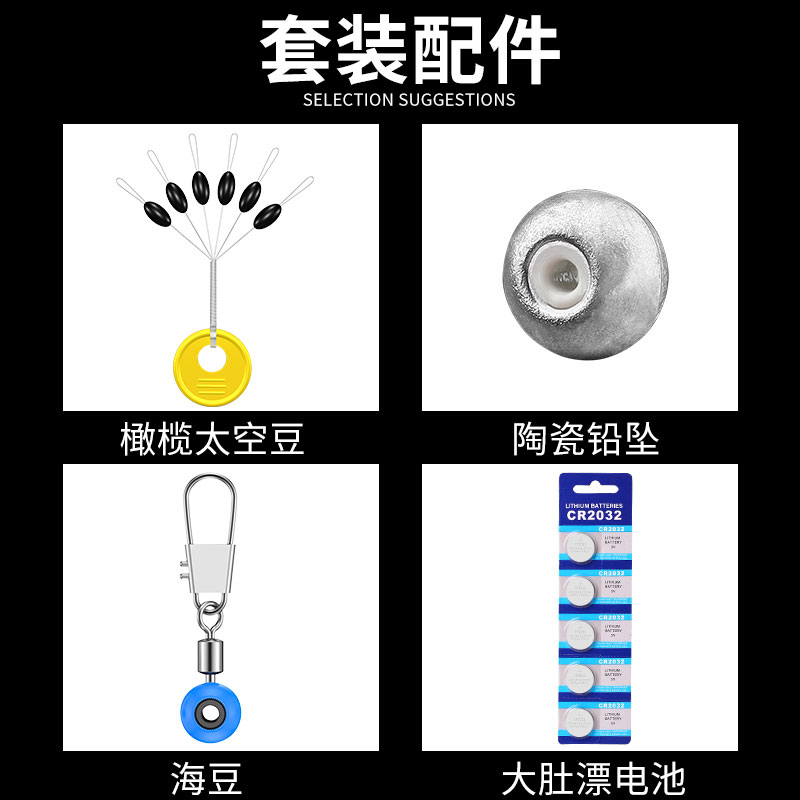 夜光大肚漂套装鲢鳙浮漂浮钓鱼漂大肚阿波钓组抛竿海竿配件全套 - 图0