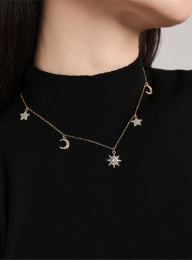 LA DECORATION日月星辰太阳星星月亮吊坠项链