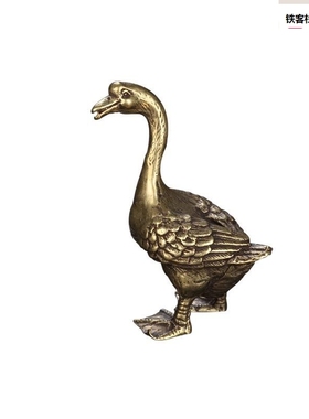 复古铜鹅一对实心站立小小鹅对鹅你铜桌件迷天鹅茶铜宠面摆件