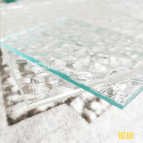 超白艺术压花玻璃长虹海棠水纹双方格热弯钢化极简窄框厂配套玻璃 - 图0