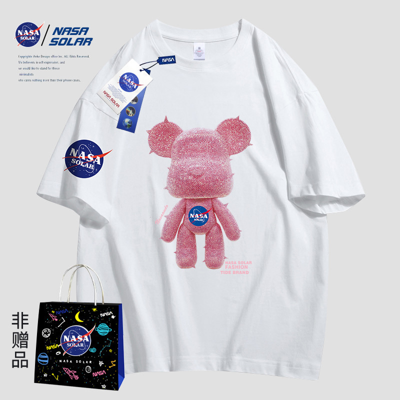 nasa联名2022新款夏季卡通粉色t恤 NASACLOTT恤