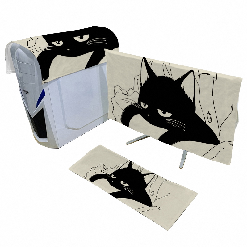 猫咪电脑防尘罩台式主机键盘盖布三件套防尘布显示器盖巾保护套寸 - 图3