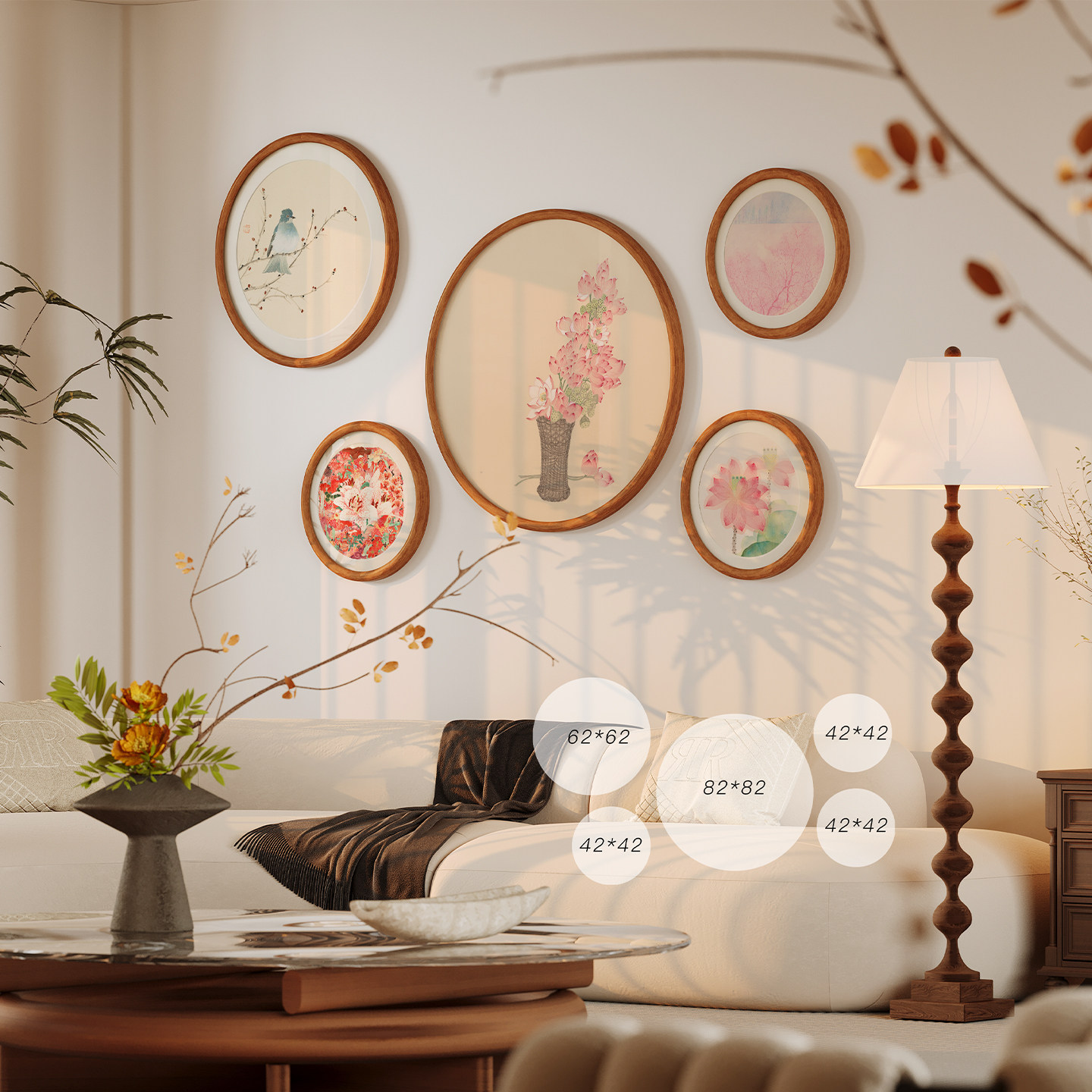 客厅沙发背景墙三四人位组合画多幅挂画新中式高级感卧室装饰画,淘宝优惠券,粉丝福利购,淘宝优惠卷