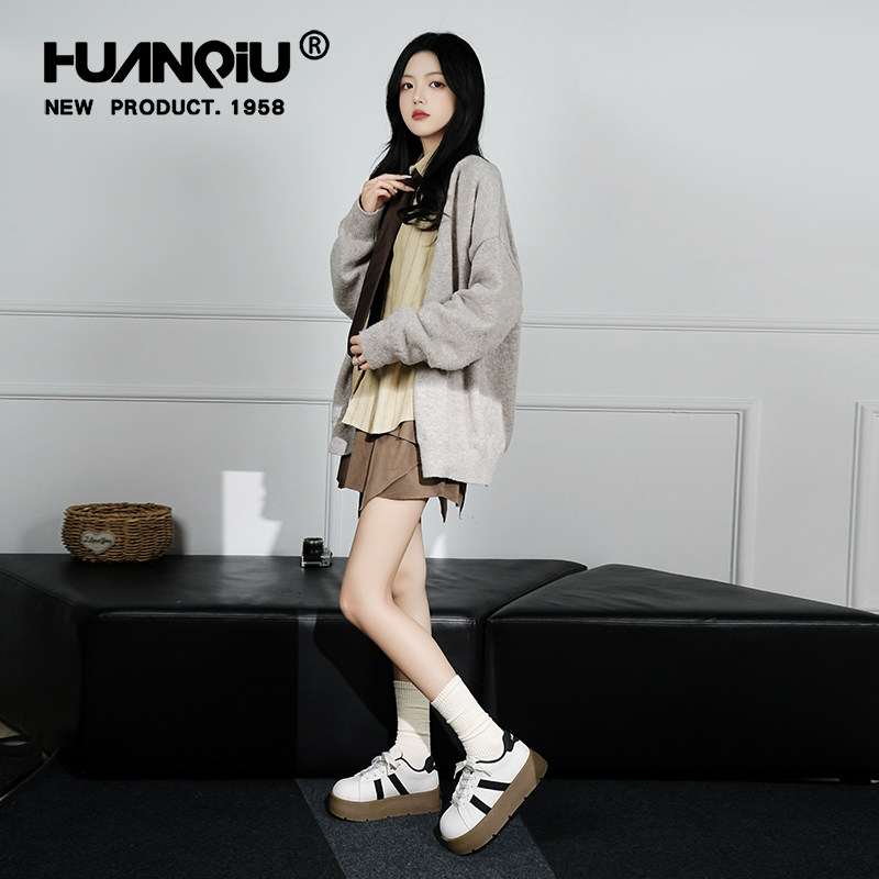 环球丑萌大头德训鞋女2026春季新款厚底增高鞋休闲小白鞋运动板鞋,淘宝优惠券,粉丝福利购,淘宝优惠卷