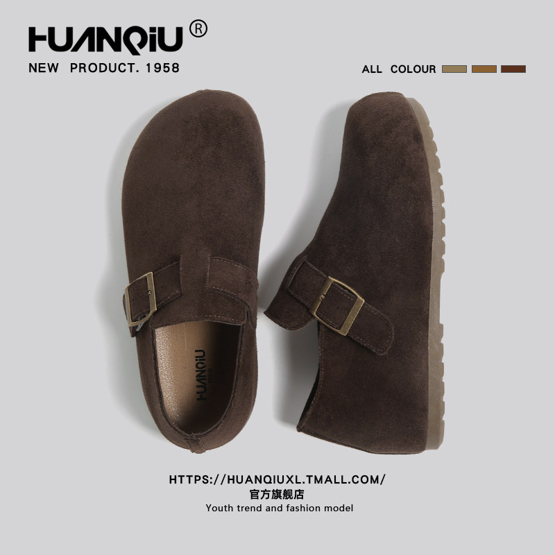 环球棕色复古勃肯鞋女款2025新款冬季平底全包懒人鞋时尚百搭单鞋,淘宝优惠券,粉丝福利购,淘宝优惠卷