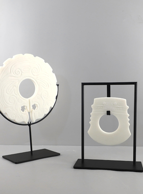 禅意树脂白色玉璧平安扣装饰摆件