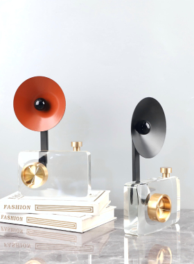 几何水晶播放机留声机艺术摆件