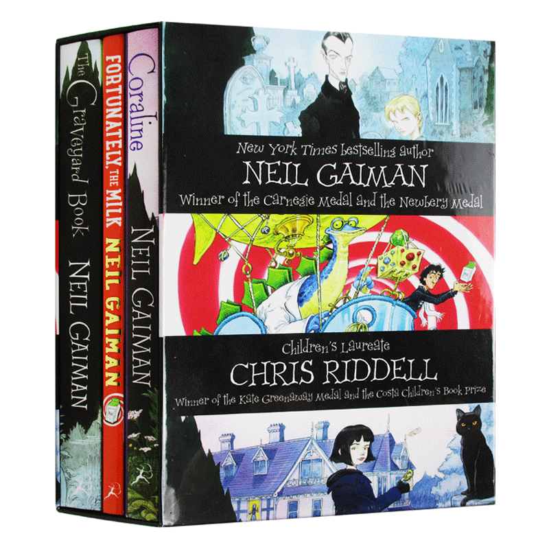 尼尔盖曼3册盒装 英文原版小说 Neil Gaiman 坟场之书 鬼妈妈 爸爸去哪儿了 The Graveyard Book 青少年读物 英文版原版英语书籍 - 图0