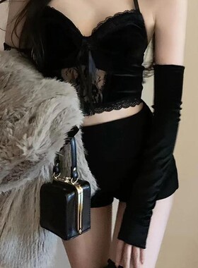 女士金丝绒袖套长款臂套春季保暖开车防晒胳膊袖筒显瘦黑色假袖子