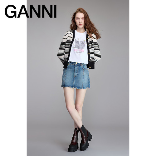 【2件85折】GANNI女鞋 秋高跟鞋舒适切尔西靴简约中筒靴 S2896070 - 图0