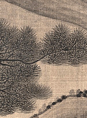 顾恺之会稽山图卷高清国画山水临摹彩色画稿微喷高清国画山水画心