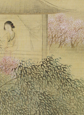 清费丹旭人面桃花图名画工笔人
