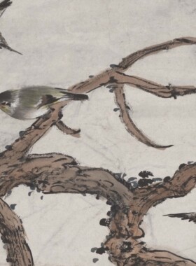 新品清末程璋群猴图轴动物猴子绘画临摹范本国画客厅竖幅装饰画