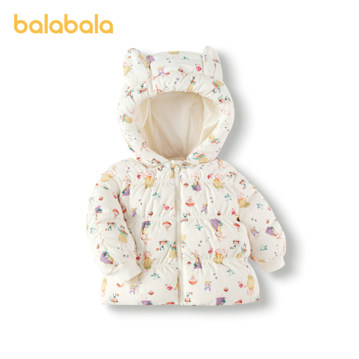 巴拉巴拉童装羽绒服婴儿冬季女童短款外套印花满印甜美可爱保暖萌