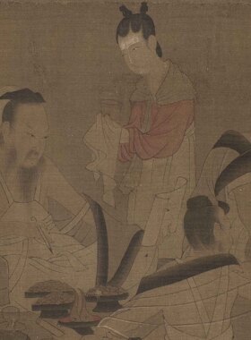 北齐杨子华北齐校书图宋摹本残卷画芯绢本长卷古代人物画高清复制