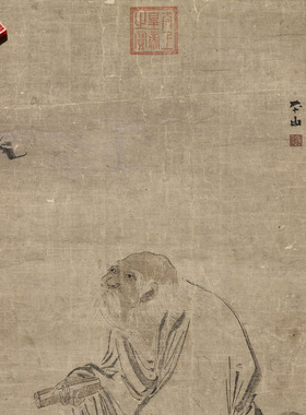 张路老子骑牛图古代人物画国画高