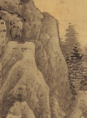 樊圻秋山听瀑图高清微喷古代名画原大复制品传统工笔山水临摹画稿
