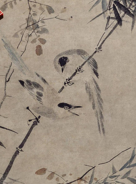 11明吕纪竹禽图临摹画稿范本