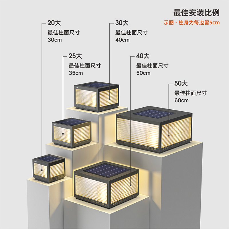 图雅格太阳能柱头灯围墙柱子庭院户外别墅门柱室外围栏灯防水现代