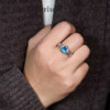 Natural topaz shield ring S925 sterling silver embossed curly grass pattern original design men's fashion personalized ring