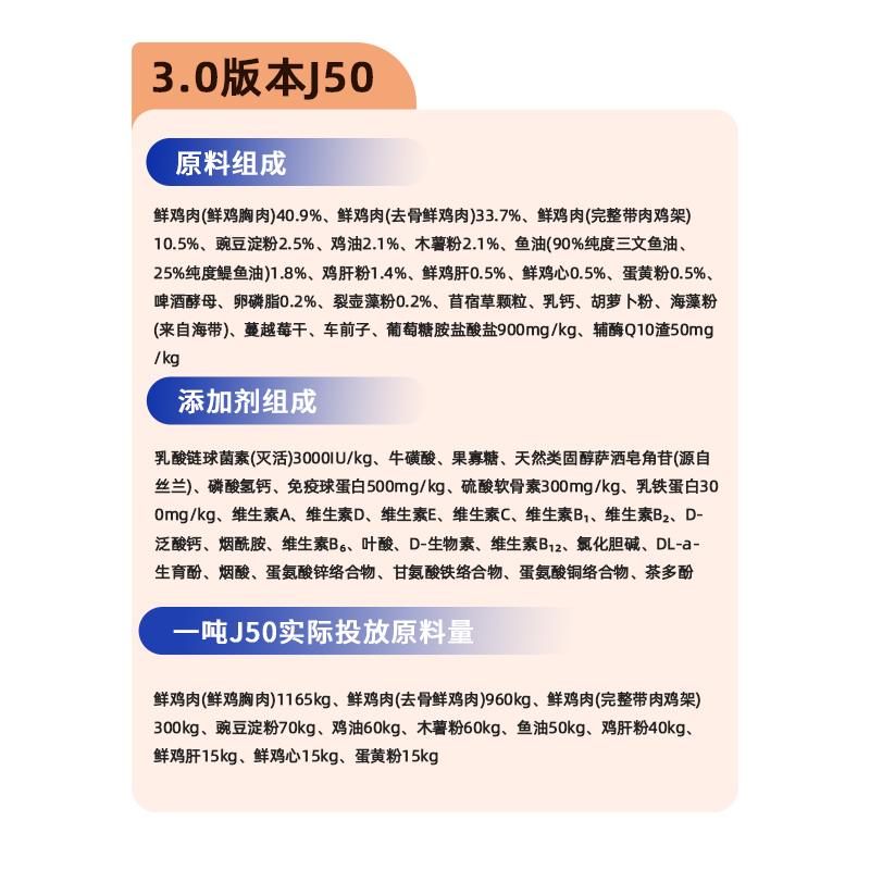 小愿叔叔简叔J50 83%鲜鸡肉 50%蛋白全鲜肉国产猫粮高端进口平替-图3