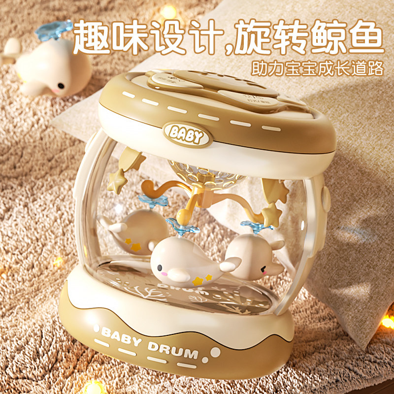 新生儿安抚礼盒声光电动拍拍鼓玩具6个月婴儿手拍鼓宝宝满月礼物8,淘宝优惠券,粉丝福利购,淘宝优惠卷