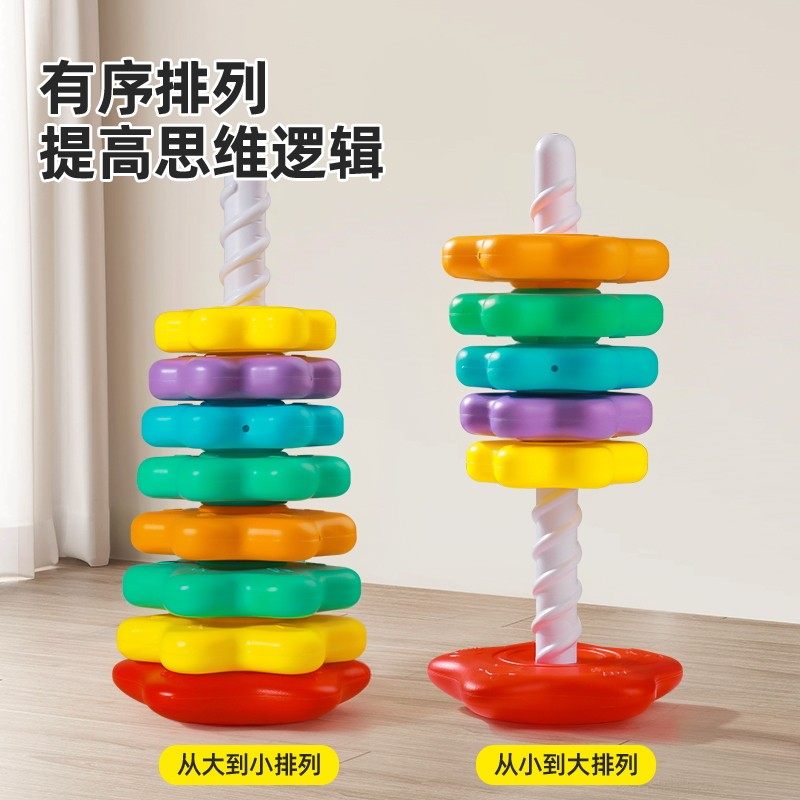 彩虹转转乐叠叠乐婴幼儿转转塔0一3岁宝宝旋转叠套圈玩具益智早教,淘宝优惠券,粉丝福利购,淘宝优惠卷