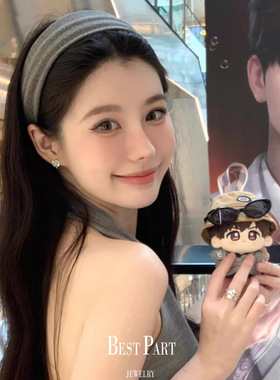 韩系简约灰色绒面宽边发箍女高颅顶日常外戴显脸小百搭头箍发饰女