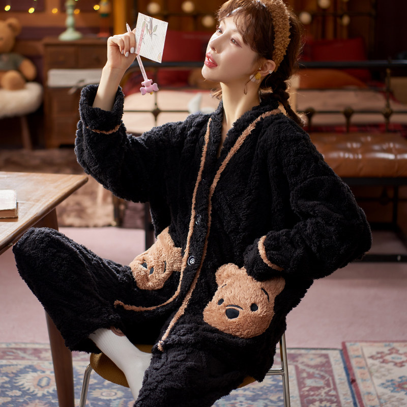 珊瑚绒冬季加绒冬天2021新款睡衣 niof睡衣/家居服套装