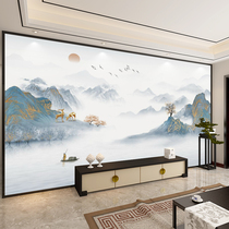 New Chinese ink landscape TV background wall mural wall cloth sofa bedroom living room 3d seamless wall paper film and TV wall