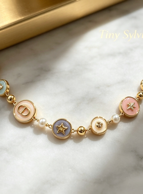 Tiny Sylvie彩色多巴胺CD珍珠项链女星星花朵爱心小蜜蜂D家锁骨链