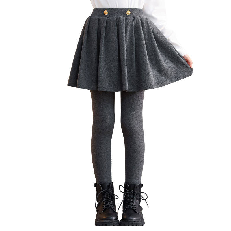 女童假两件百褶裙打底裤2026春秋冬新款加绒厚保暖洋气一体绒裤裙,淘宝优惠券,粉丝福利购,淘宝优惠卷